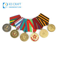 High quality personalized metal zinc alloy custom award fantasy enamel military medal honor with short ribbon